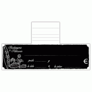 Panetières craie 22x6.5cm - patte de fixation - par 10 - PVC noir