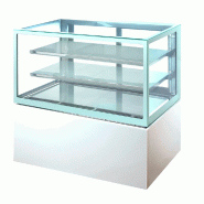 Romux® Vitrine Réfrigérée Pâtisserie Carrée de Comptoir avec 2 Étagères Blanche 470 Litres Ventilée | Vitrine en Verre Droit - 8435811807067