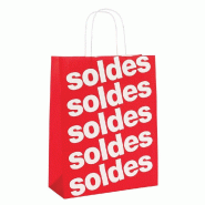 Sac kraft SOLDES poignées torsadées 22x29+10cm - par 50 - Couleur blanche - Papier kraft