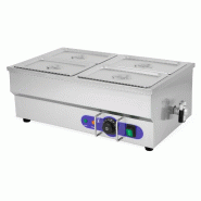 VERTES Bain Marie Chauffe-Plats Professionnel Électrique 1500W en Inox (Incl. 4x 1/4 GN Récipient Avec Couvercle Pour 4x 2,8L, 50 à 200°C) - inox
