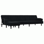 VidaXL Canapé-lit en forme de L noir 260x140x70 cm velours Modèle Xamira - 3157245
