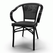 Bistromania Fauteuil de terrasse MULHOUSE en aluminium et textilène noir – 57 x 57 x 83 cm - noir EA305