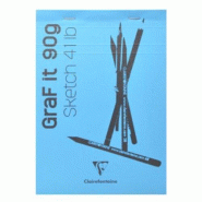 Clairefontaine Lot de 5 Bloc agrafé GRAF IT de 80 feuilles de papier croquis blanc microperforées, 90 g/m², A6, couverture bleu ciel - 3329680966695