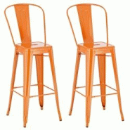 CLP Lot de 2 tabourets de bar Aiden en métal Orange - orange métal 304813 CLP Lot de 2 tabourets de bar Aiden en métal Orange - orange métal 304813