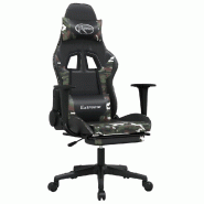 Décoshop26 - Fauteuil de bureau chaise gaming avec coussin lombaire repose-pied design camouflage PVC multicolore DEC025938 - 3000255532971