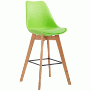 Décoshop26 - Tabouret de bar x1 style scandinave avec dossier en similicuir et plastique vert et structure en bois naturel 10_0006078 - 3000265375889