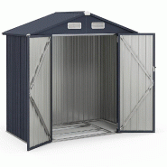 Helloshop26 - Abri de rangement extérieur 193 x 108 x 196 cm avec verrouillage et ventilation design moderne en acier galvanisé gris 20_0009827 - gr