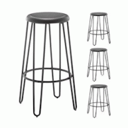 Kosmi Lot de 4 tabourets hauts style industriel – Métal noir mat – Pieds épingle - noir métal 3760301697602 Kosmi Lot de 4 tabourets hauts style industriel – Métal noir mat – Pieds épingle - noir métal 3760301697602