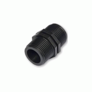 Mamelon PP Noir - Métal free - M 3/4 3/4 M - Polypropylène, Facilité de montage et démontage, Résistance de 16 bars à 20° Mamelon PP Noir - Métal free - M 3/4 3/4 M - Polypropylène, Facilité de montage et démontage, Résistance de 16 bars à 20°