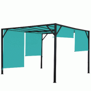 Mendler Pergola Baia, pavillon de jardin abri de terrasse, solide armature en acier 6cm + toit coulissant turquoise-bleu ~ 4x4m - bleu métal 75859+75