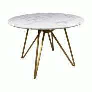 Now's Home - Table Effet Marbre Pieds Metal Dore O100cm X H76cm Hoxton - 3256390242965