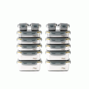 PIKA | Lot de 14 boites alimentaires en inox | Batch cooking | Compatible au micro-ondes, four, congélateur | Rangement facile - gris inox 3760211391