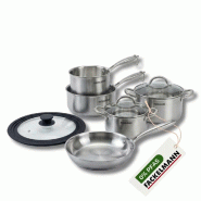 Poêle à Frire 28 cm, Casseroles 14 et 18 cm, Faitouts 20 24 cm inox 18/10 Triply et couvercle Fackelmann Vita3 - gris Acier inoxydable 18/10 3176239