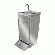 Romux® Lave Mains en Acier Inoxydable pour Restauration sur piètement avec Commande à pied 450x550x850 mm | Lave Mains Professionnel Cuisine - 8435