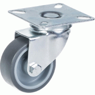 Roulette pivotante de 50 mm en caoutchouc TPR gris sur roue centrale en polypropylène Roulette pivotante de 50 mm en caoutchouc TPR gris sur roue centrale en polypropylène