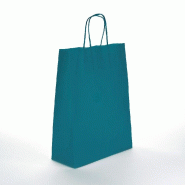 Sac kraft bleu canard poignées torsadées coordonnées 22x10x29 cm - par 50