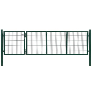 Vidaxl portail de clôture de jardin avec poteaux acier 350x100 cm vert 144876