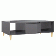 VidaXL Table basse gris brillant 103,5x60x35 cm bois d'ingénierie Modèle Atlas Master Évasion - 806021