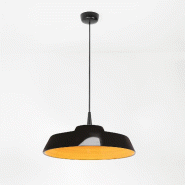 Zafferano Circus Black Suspension LED 8W 3000K Céramique jaune or, diffuseur Ø 35 cm, design artisanal Made in Italy, câble 300 cm, IP40 - doré 80