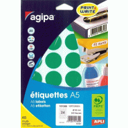 240 étiquettes vertes multi-usage, diamètre 30 mm (10 feuilles A5 / cdt) - 3270241013559