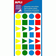 Apli Lot de 5 Etui de 112 pastilles adhésives enlevables assorties, format 15 x 15 mm (4 feuilles / cdt) - 3270241018646