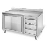 Armoire inox sur pieds 160x70cm - tiroirs à droite_0