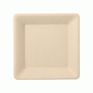 Assiettes en canne à sucre "pure" rectangulaire 15,5 x 15,5 cm naturel (500 unités) PAPSTAR - beige Bagasse 89870