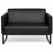 Canapé lounge ARUBA BLACK châssis noir simili cuir 2 places noir hjh OFFICE - noir plastique 713302 Canapé lounge ARUBA BLACK châssis noir simili cuir 2 places noir hjh OFFICE - noir plastique 713302