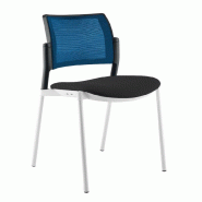 Chaise de réunion 4 pieds AMETS dossier résille de couleur - Sokoa - Noir, Bleu