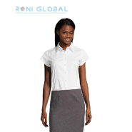 Chemise femme stretch manches courtes en coton/élasthanne - Coupe cintrée - EXCESS SOL'S_0