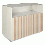 Comptoir vitrine côté bois Vertigo T01 MDF naturel et noyer clair 120x60x93cm