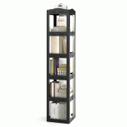 COSTWAY Étagère pivotante 360°, 36,5x36x174 cm, antidérapant, panneaux transparents, bureau noir - noir multi-matériau ON33210NW