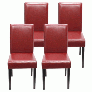 Décoshop26 - Lot de 4 chaises de salle à manger synthétique rouge pieds foncés CDS04144 - 3000075062757