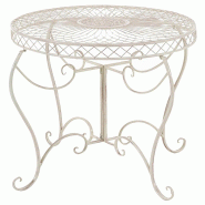 Décoshop26 - Table de jardin balcon terrasse design rustique hauteur 69 cm en métal crème vieilli 10_0004009 - métal 3000251889765