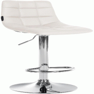 Décoshop26 - Tabouret de bar x1 moderne en PVC blanc motif matelassé piètement trompette métal chromé 10_0005647 - blanc métal 3000265134899