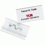 Durable Boîte de 100 badges UNIVERSEL, 60 x 30 mm, fixation par épingle, transparent - 8006 19