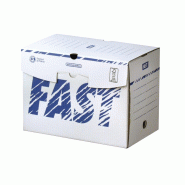 Fast Lot de 10 Boîtes Archives en Carton Dos 20cm Verrouillable Montage Manuel Blanc / Bleu - 3334381047178