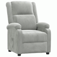 Fauteuil inclinable gris clair velours Modèle Virelion - 342399