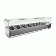 Gastro-Inox Vitrine réfrigérée à poser en acier inoxydable avec partie supérieure en verre 1600x395x440mm - 7445908667680