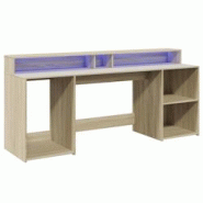 Helloshop26 - Bureau table poste de travail meuble d'ordinateur informatique étude avec lumières LED chêne sonoma bois d'ingénierie 02_0023425 - 3 Helloshop26 - Bureau table poste de travail meuble d'ordinateur informatique étude avec lumières LED chêne sonoma bois d'ingénierie 02_0023425 - 3