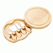 Planche À fromage plateau À fromage en bois avec compartiment pour 4 couteaux/couverts intÉgrÉs ronde 20_0000957