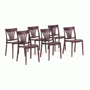 RATTATAN Set 6 Chaises en polypropylène avec fibre de verre empilables pour extérieur et jardin, bar et restaurant, cuisine design moderne - GINA -