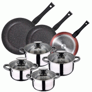 San Ignacio - Batterie de cuisine 16/18/20/24 cm en acier inoxydable avec ensemble de 3 poêles Ø20/24/28 cm - multi-matériau PK4755