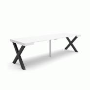 SKRAUT HOME Table console extensible, 260, Pour 12 personnes, Pieds bois massif, Blanc - blanc Bois manufacturé 327_7