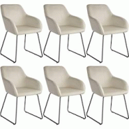 Tectake Lot 6 chaises de salle à manger aspect velours rembourré crème et noir - 405938 - beige polyester 405938 Tectake Lot 6 chaises de salle à manger aspect velours rembourré crème et noir - 405938 - beige polyester 405938