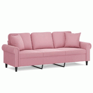 VidaXL Canapé 3 places avec oreillers décoratifs rose 180 cm velours Modèle Vega Office Chic - 3200958