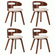 VidaXL Chaises à manger lot de 4 crème bois courbé et similicuir Modèle Grandeur Plus - 278848