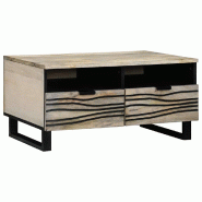 VidaXL Table basse Beige et Noir 80 x 54 x 40 cm Bois d'acacia massif Modèle Sirius Riviera - 4017985