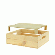 Cagette pin naturel rectangle avec faux fond pin 40x30x12cm - par 12