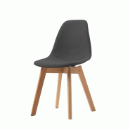 Chaise avec piètement empilable - Assise en tissu Bois/Gris foncé (Lot de 4) - Feros - 6096735410447 Chaise avec piètement empilable - Assise en tissu Bois/Gris foncé (Lot de 4) - Feros - 6096735410447